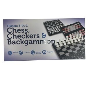 Classic 3-in-1 Chess, Checkers & Backgammon Magnetic Set Ages 6+